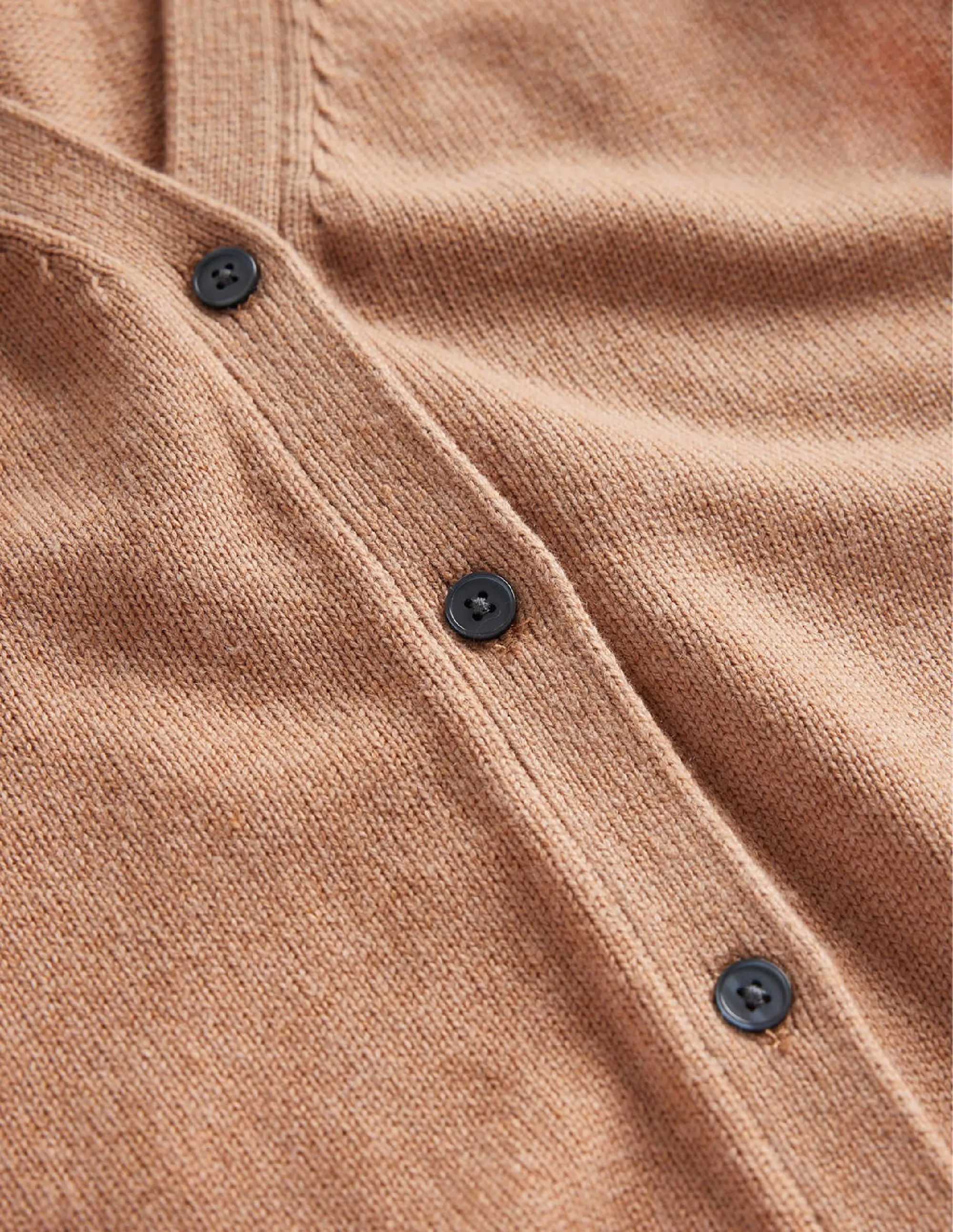 Pointelle Sleeve Cardigan-Camel Melange