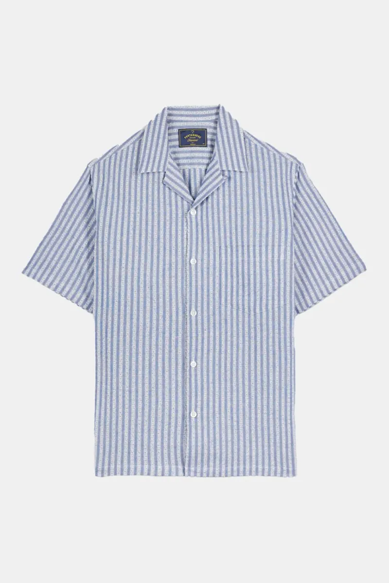 Portuguese Flannel Jacquard Chambray Shirt (Blue)