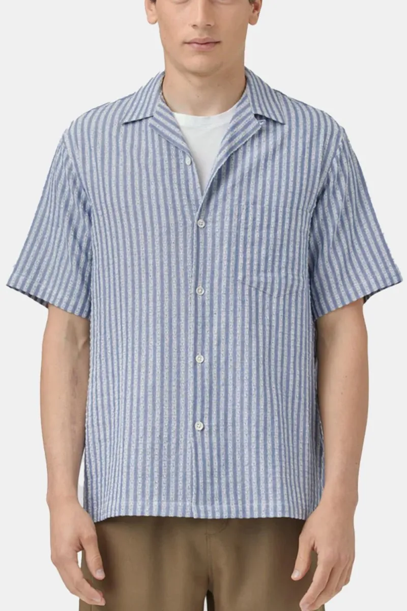 Portuguese Flannel Jacquard Chambray Shirt (Blue)