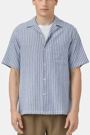 Portuguese Flannel Jacquard Chambray Shirt (Blue)