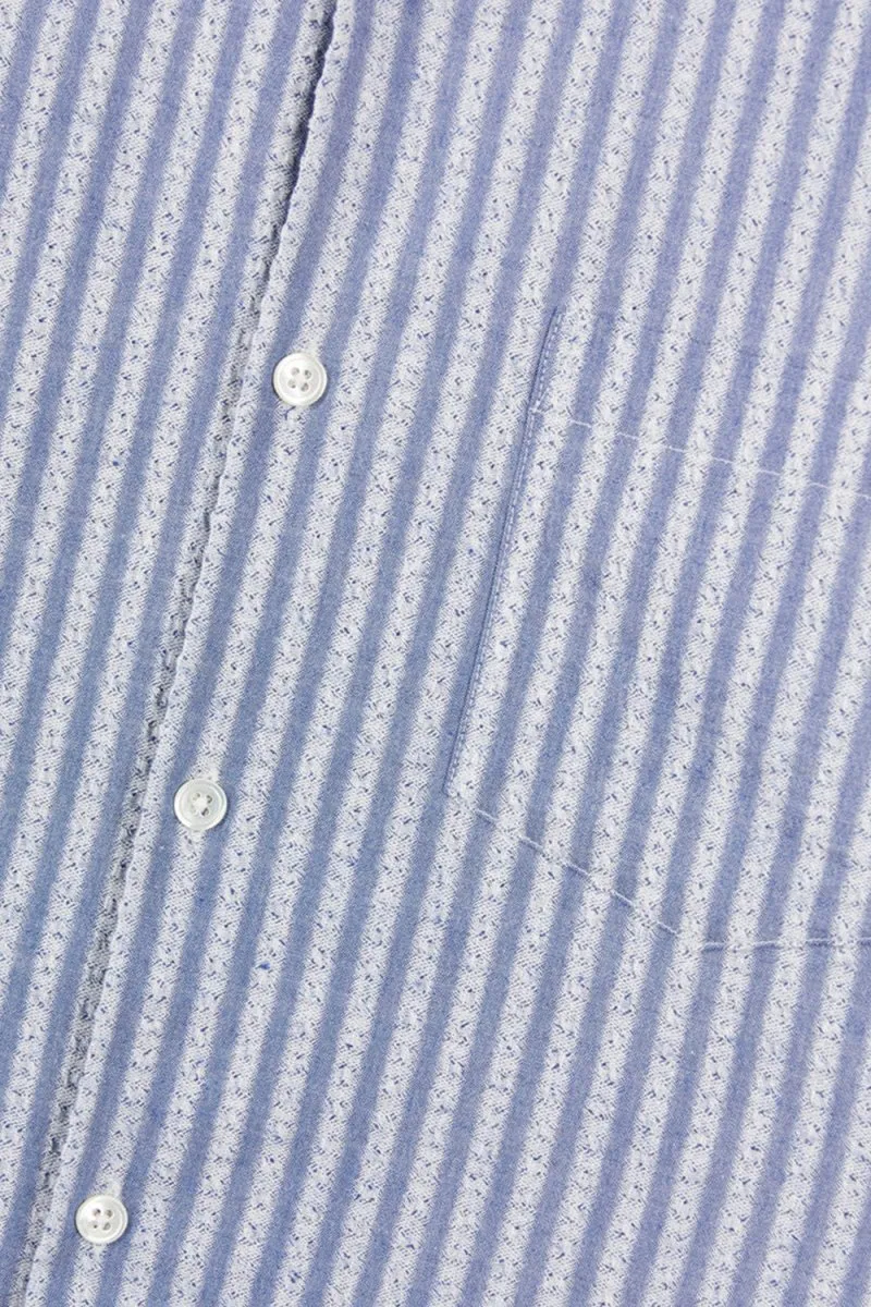 Portuguese Flannel Jacquard Chambray Shirt (Blue)