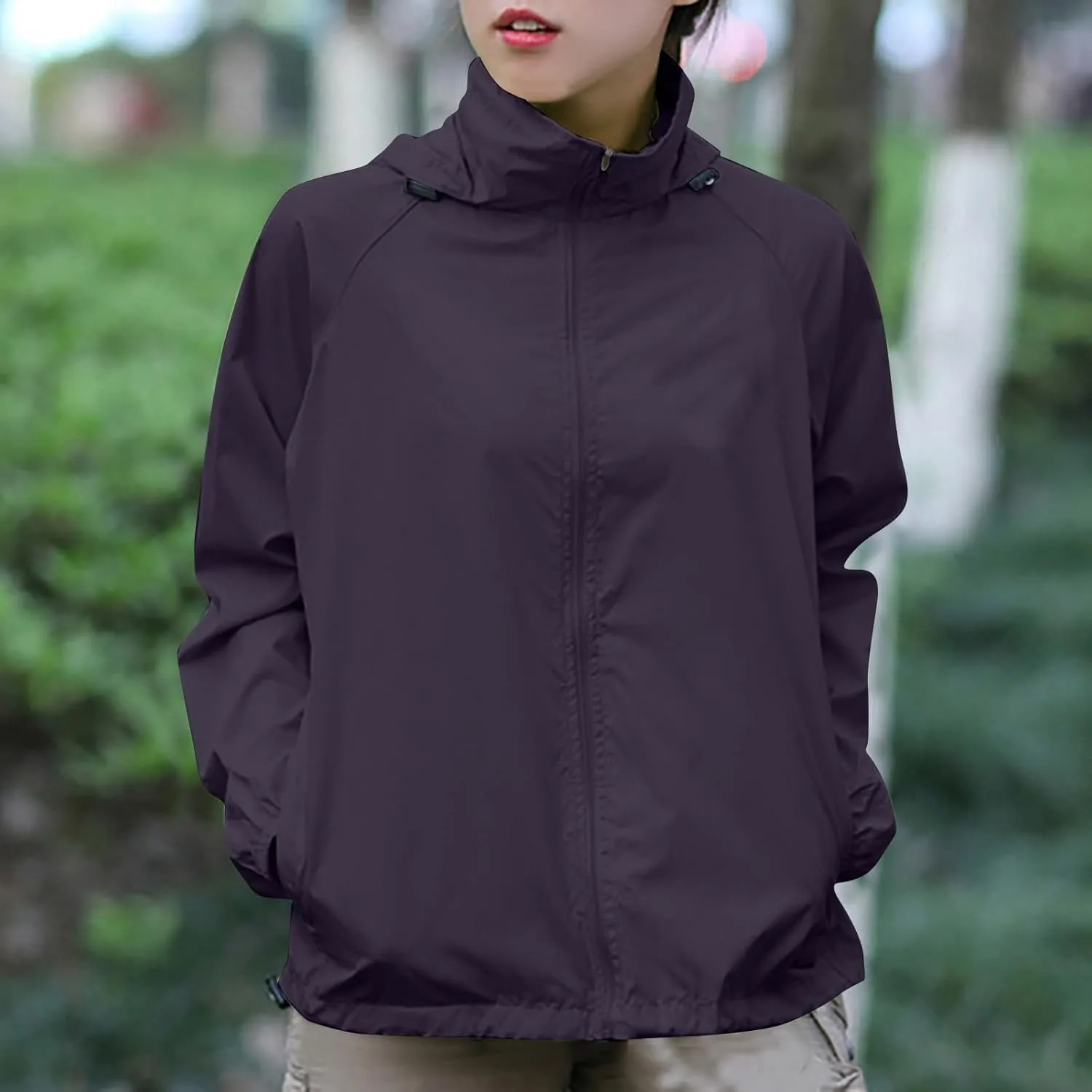 Rain Jacket Women Lightweight Hooded Raincoat Waterproof Windbreaker Jackets 2025 Packable Rain Coats with Pockets