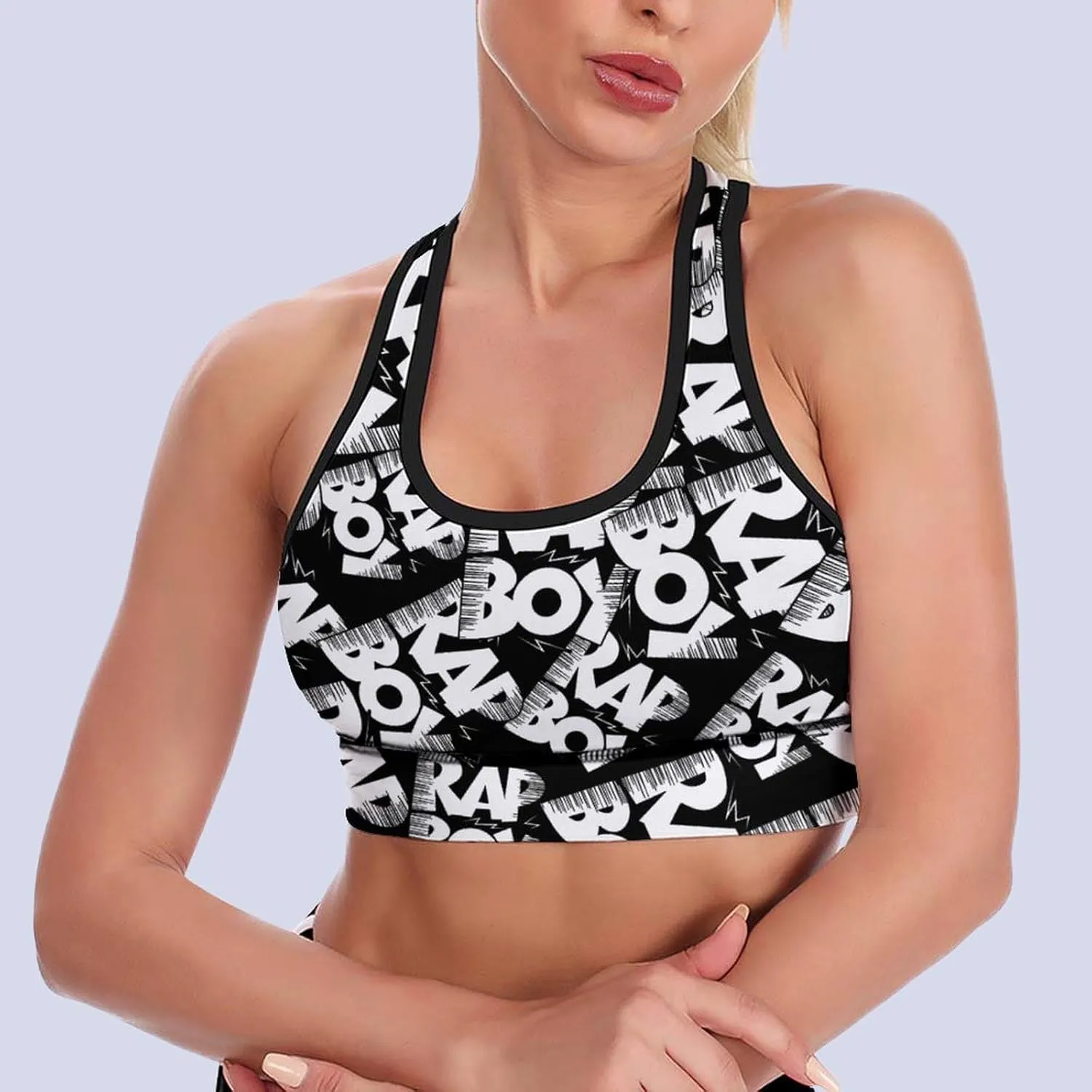 Rap Boy Women's Sports Bra Wirefree Bras Breathable Yoga Vest Racerback Workout Tank Top