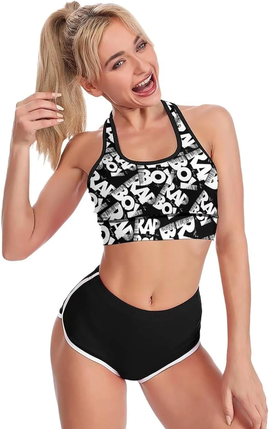 Rap Boy Women's Sports Bra Wirefree Bras Breathable Yoga Vest Racerback Workout Tank Top