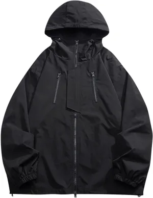 RTRDE Mens Winter Jackets Rain Waterproof with Hood Raincoat Lightweight Windbreaker Outdoors Suits Jackets, M-5XL