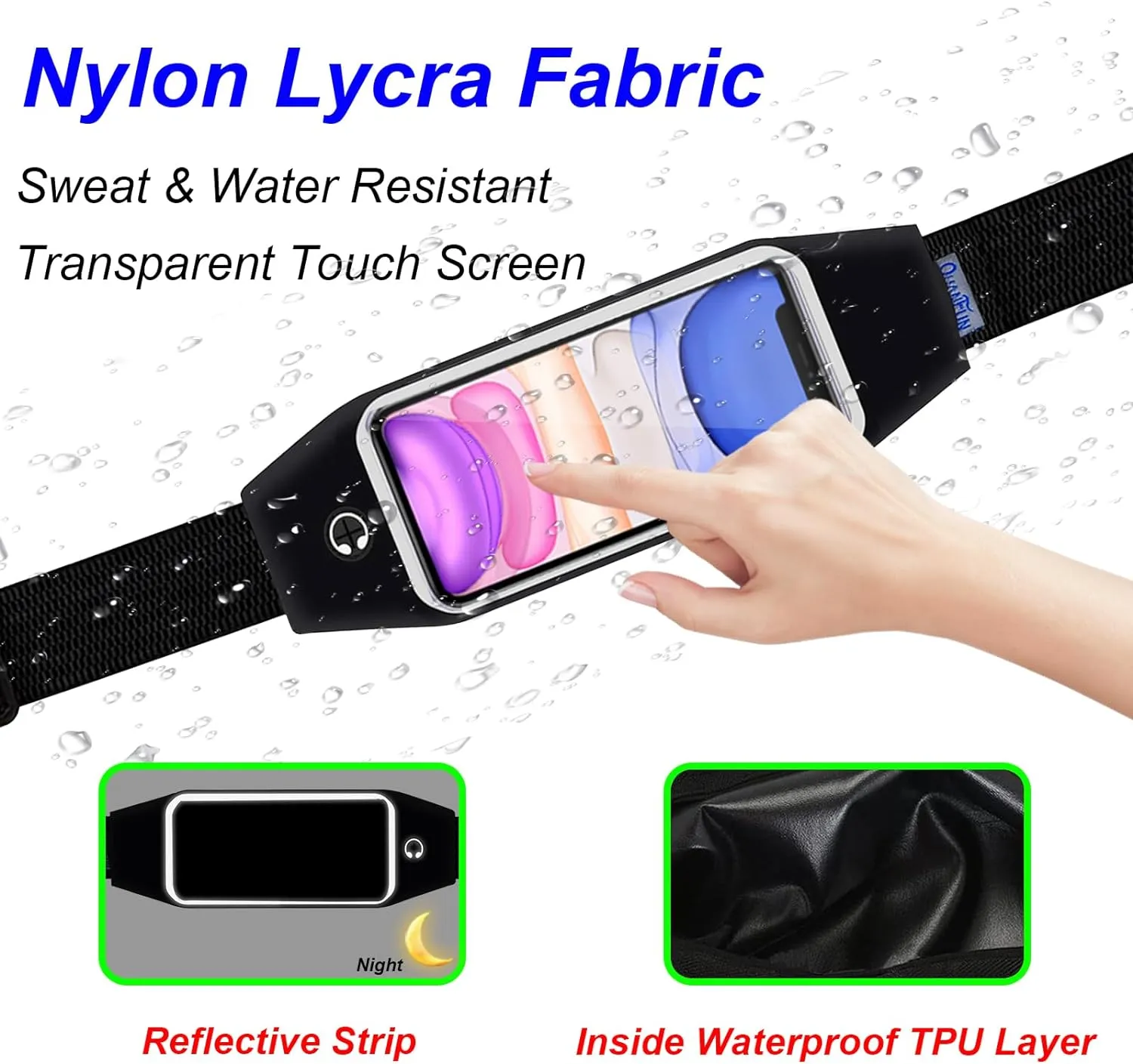 Running Belt for Women Men, Fanny Pack, Belt Bag, Money Belt, Waterproof Workout Waist Pouch Phone Holder with Touchscreen, Gym Running Gift Gear Accessories fits Phones UP to 6.5"