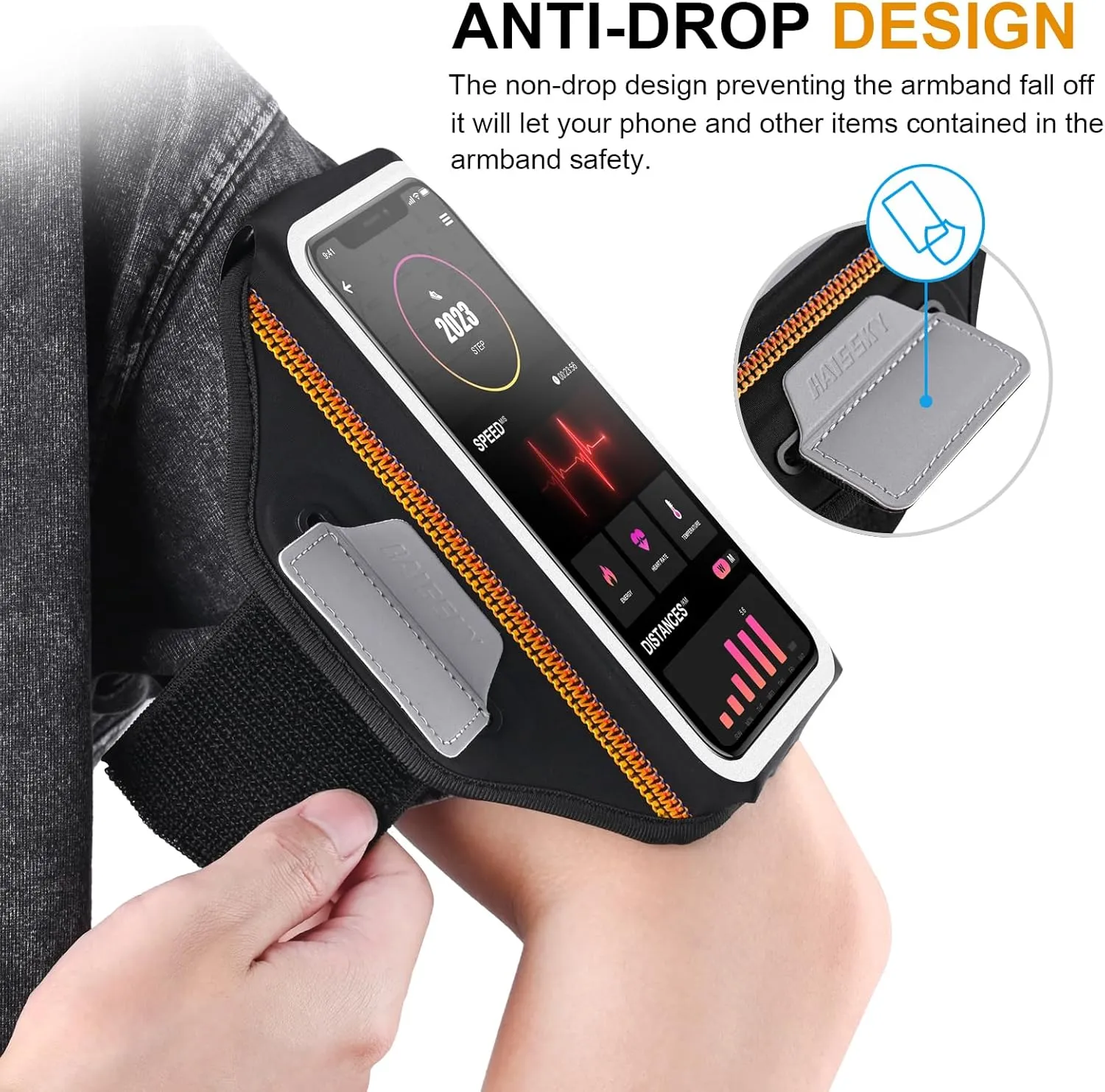 Running Phone Armband with Earphone Holder - 3D Design Cell Phones Armband for iPhone 16/15/13 Pro/Plus & S24/S20, Water Resistant Sports Holder with Key Slot - Ideal for 6.9" Phones