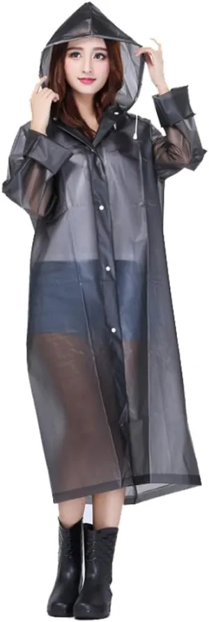 Sister Amy Women's Lightweight Hooded Raincoat Outdoor Cover Long Rainwear