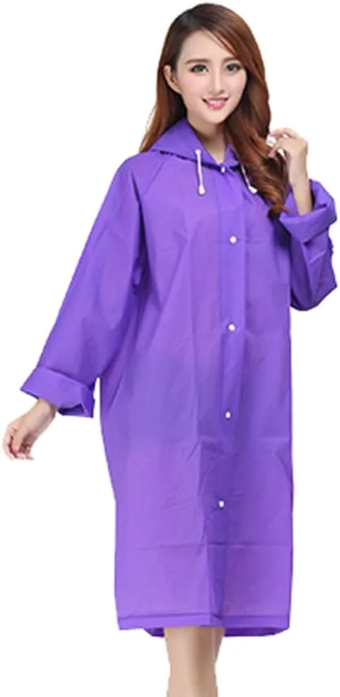 Sister Amy Women's Lightweight Hooded Raincoat Outdoor Cover Long Rainwear