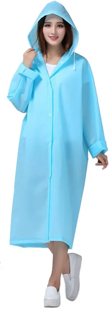 Sister Amy Women's Lightweight Hooded Raincoat Outdoor Cover Long Rainwear