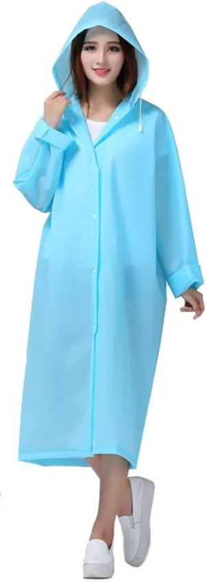 Sister Amy Women's Lightweight Hooded Raincoat Outdoor Cover Long Rainwear