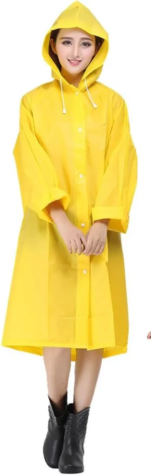 Sister Amy Women's Lightweight Hooded Raincoat Outdoor Cover Long Rainwear