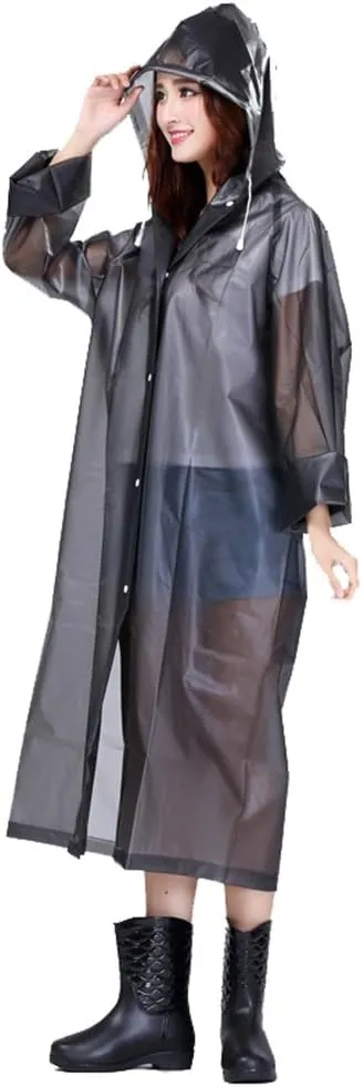 Sister Amy Women's Lightweight Hooded Raincoat Outdoor Cover Long Rainwear