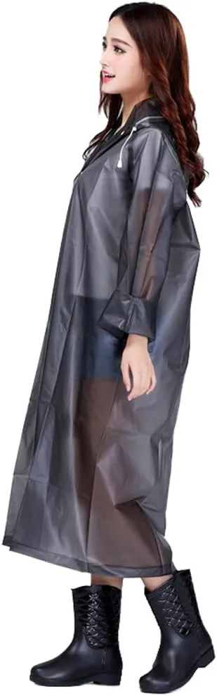 Sister Amy Women's Lightweight Hooded Raincoat Outdoor Cover Long Rainwear