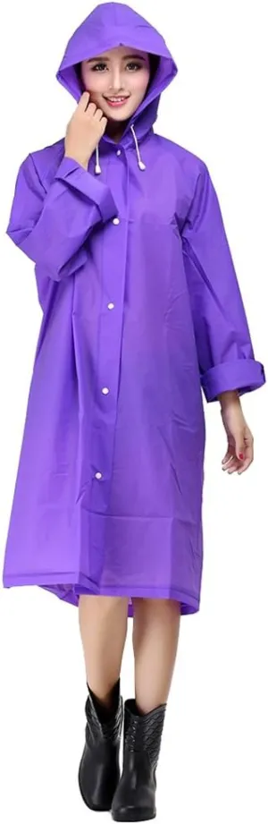 Sister Amy Women's Lightweight Hooded Raincoat Outdoor Cover Long Rainwear