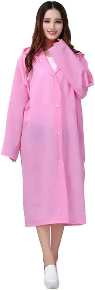 Sister Amy Women's Lightweight Hooded Raincoat Outdoor Cover Long Rainwear