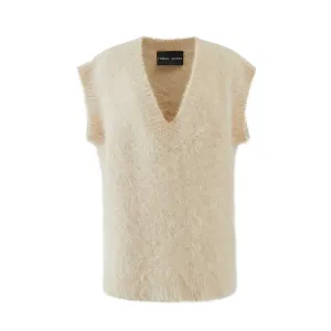 Sleeveless Cream Alpaca Knit