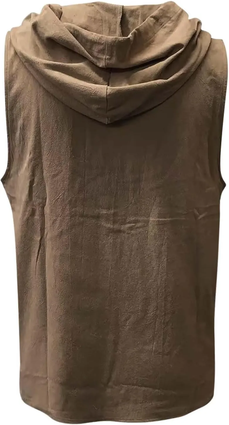 Sleeveless Hoodie Shirts for Men Solid Hooded Shirts Lightweight Breathable Summer Vacation Beach Tops