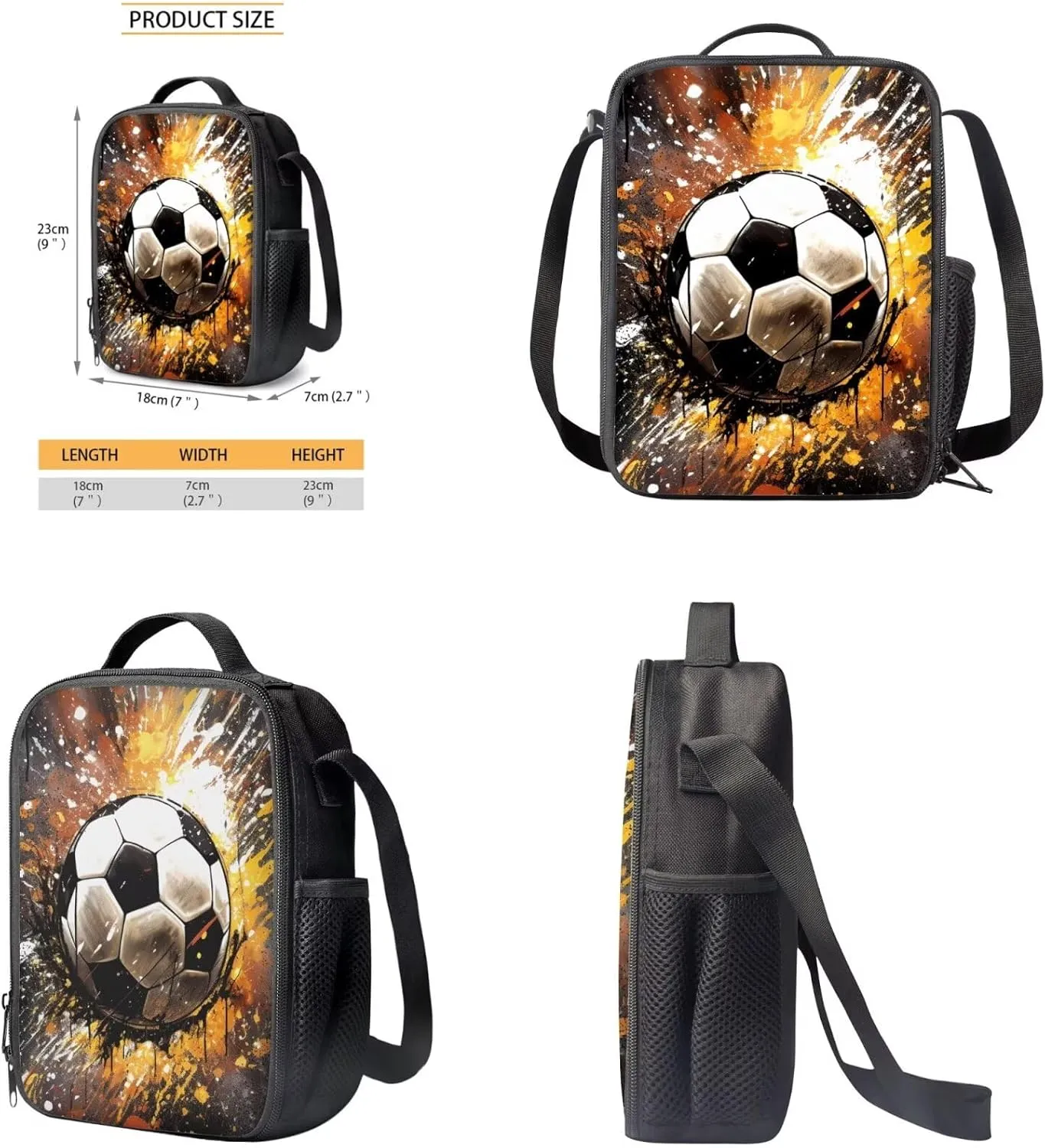 Soccer Backpack for Boys 5-6 6-8 Cool School Bag for Toddler with Lunch Box and Large Pencil Case Middle School Bookbag for Teen Ages 14-16 Outdoor Sport Daypack 3 in 1