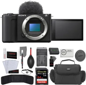 Sony ZV-E10 II Mirrorless Camera | Black Bundled with 64GB Memory Card   Battery Charger   Photo Starter Kit   Camera Bag   Microfiber Cleaning Cloth (6 Items)
