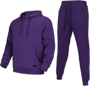 Tracksuit for men 2 pieces,Fleece hooded outfit,casual sweatsuit set jogger suit outdoor sportswear