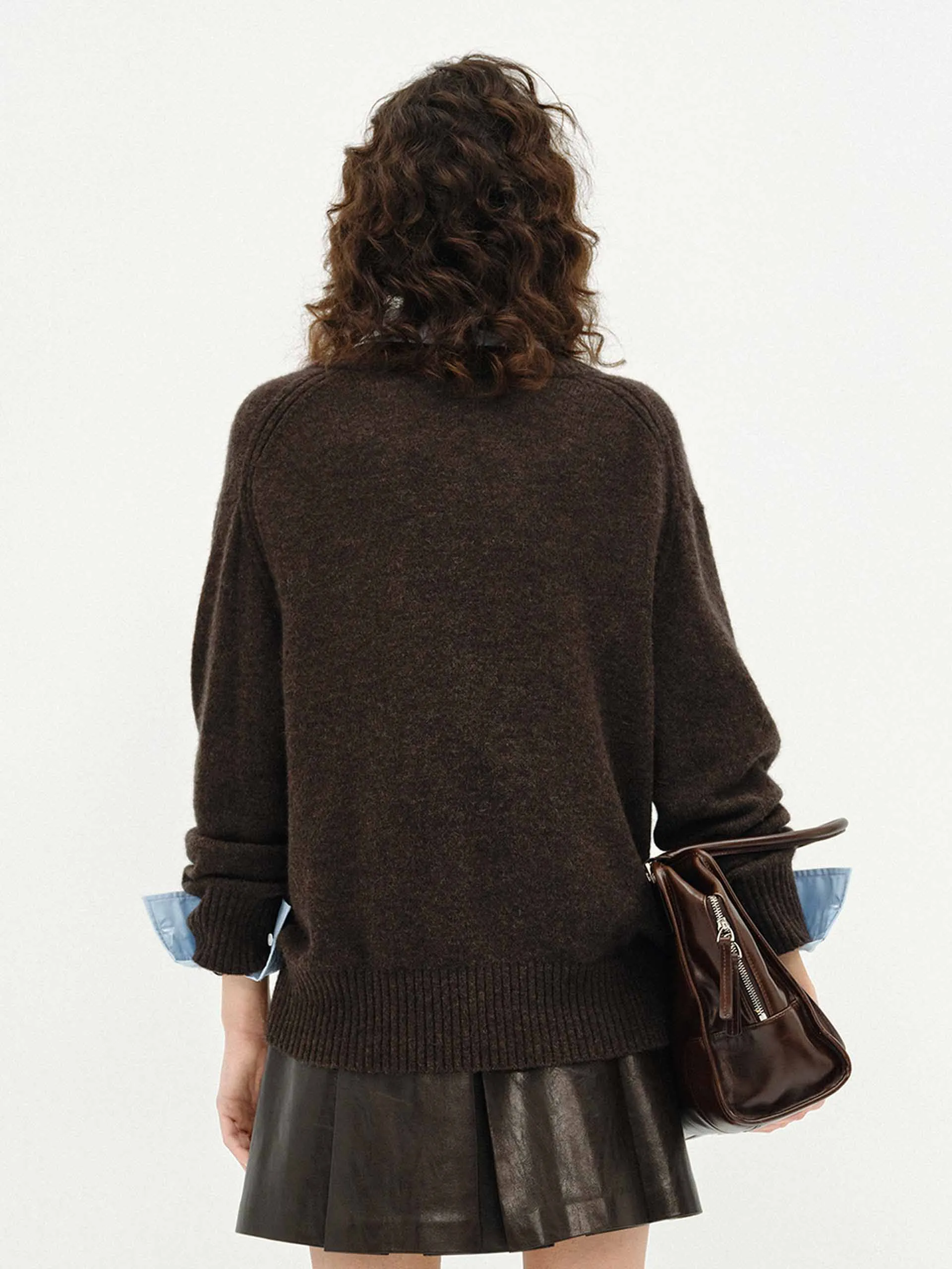 V-neck Fluffy Knit Sweater