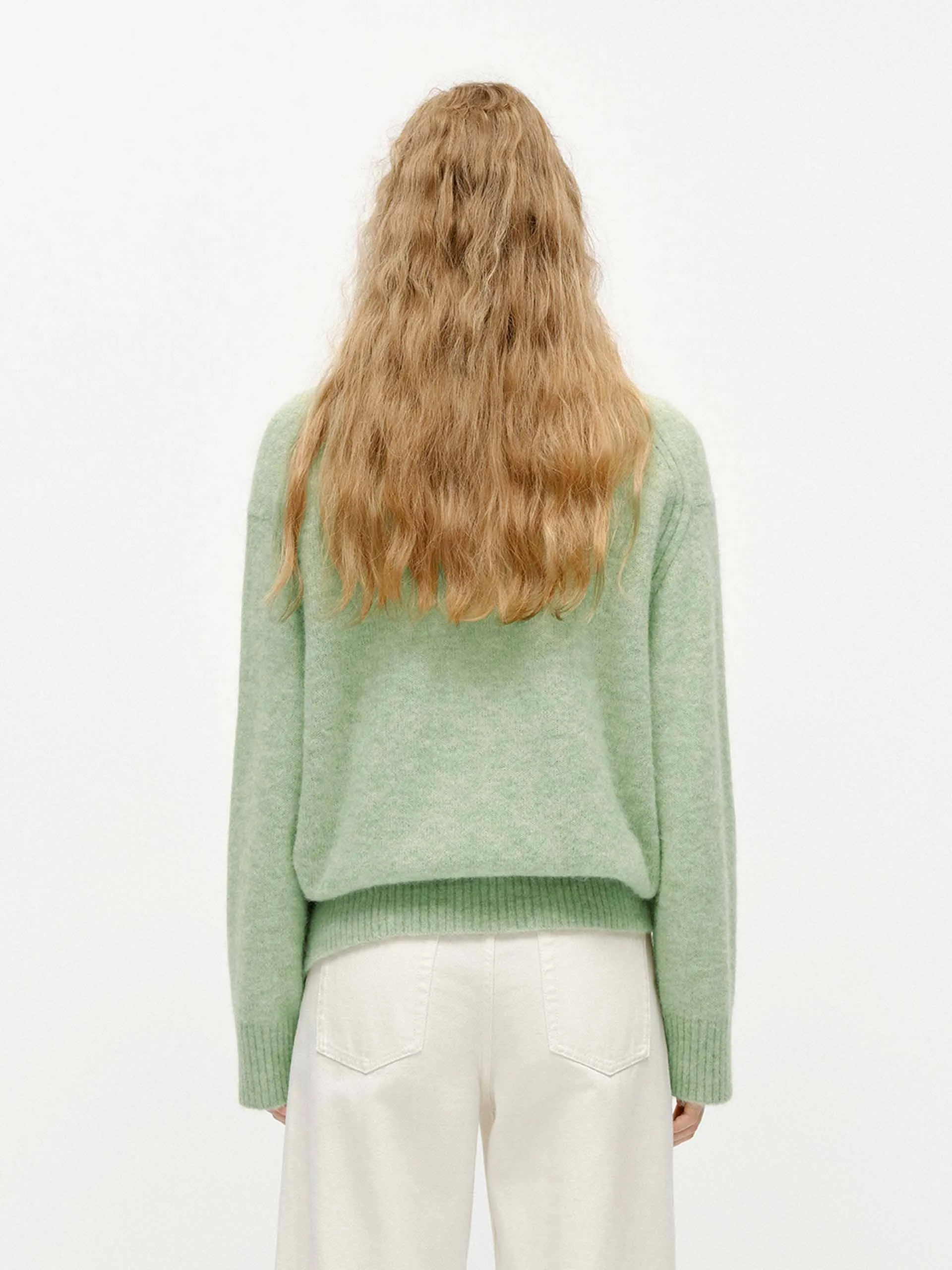 V-neck Fluffy Knit Sweater