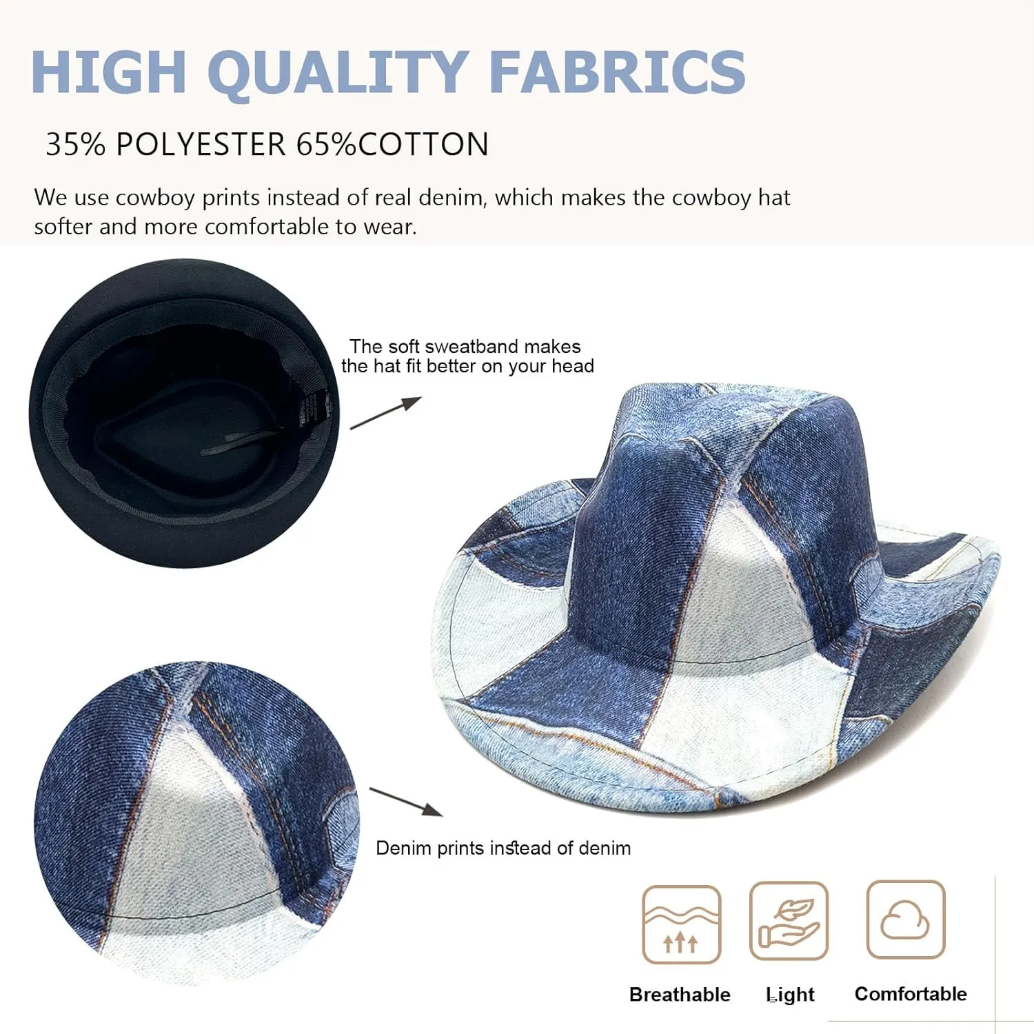 Western Cowboy Hat for Women Man Felt Wide Brim Cowboy Cowgirl Hat for Party Costume Dress Up Cosplay Cowboy Hat