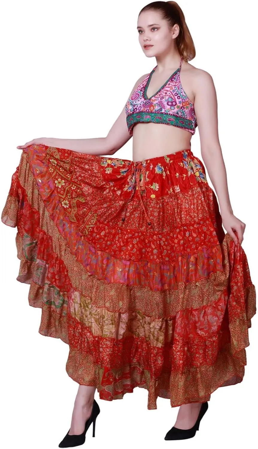 Wevez Women's Pack of 3 Tribal Style 7-Layer Skirt, One Size, Assorted