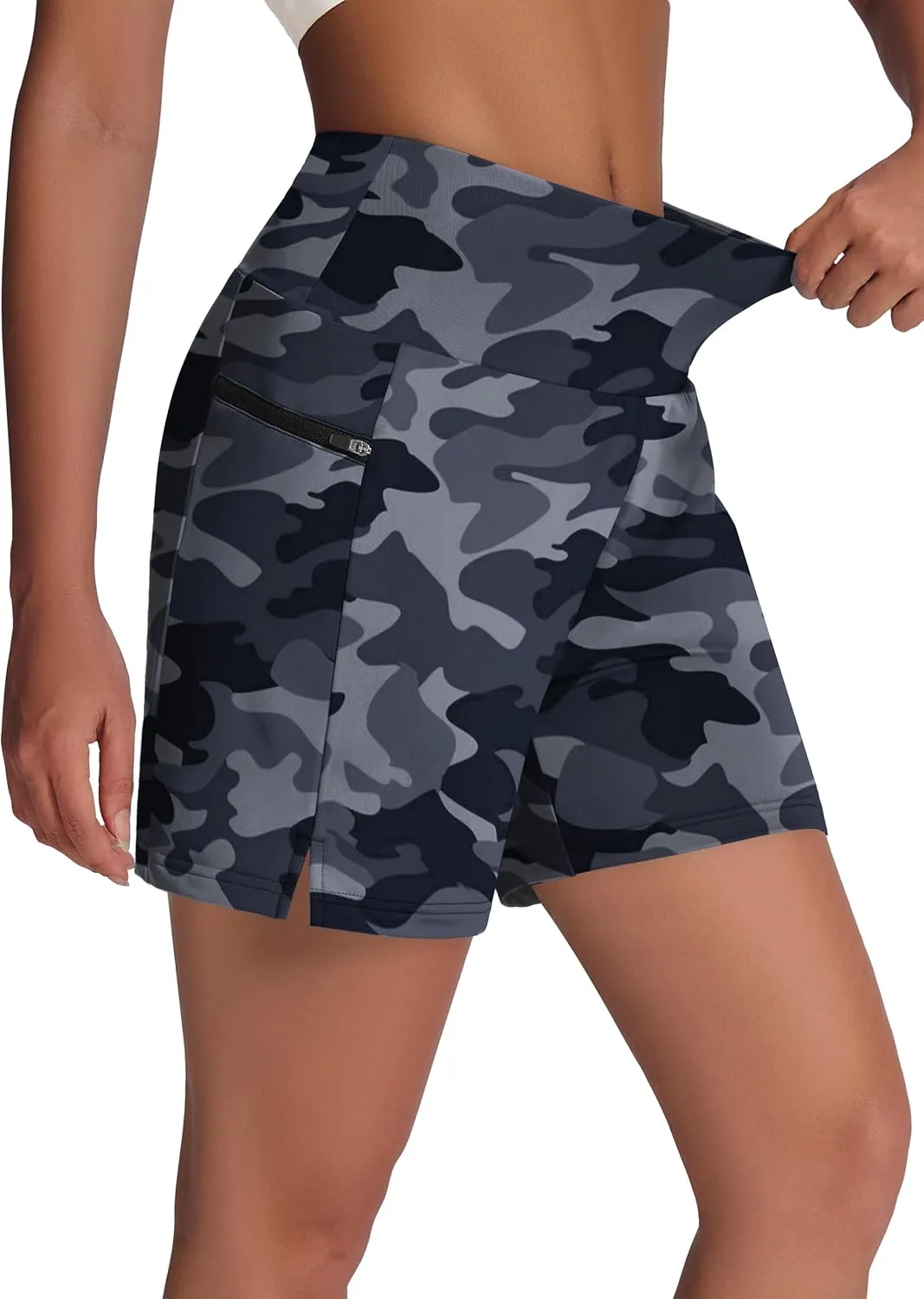 Women's 5" Swim Shorts - Tummy Control High Waisted Loose Fitting with Zipper Pocket Liner Quick Dry Bottom UPF50 