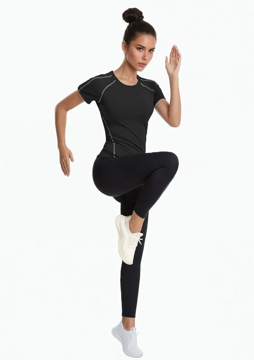Women's Compression Workout Shirts Breathable Quick Dry Gym Short Sleeve Basic Tops