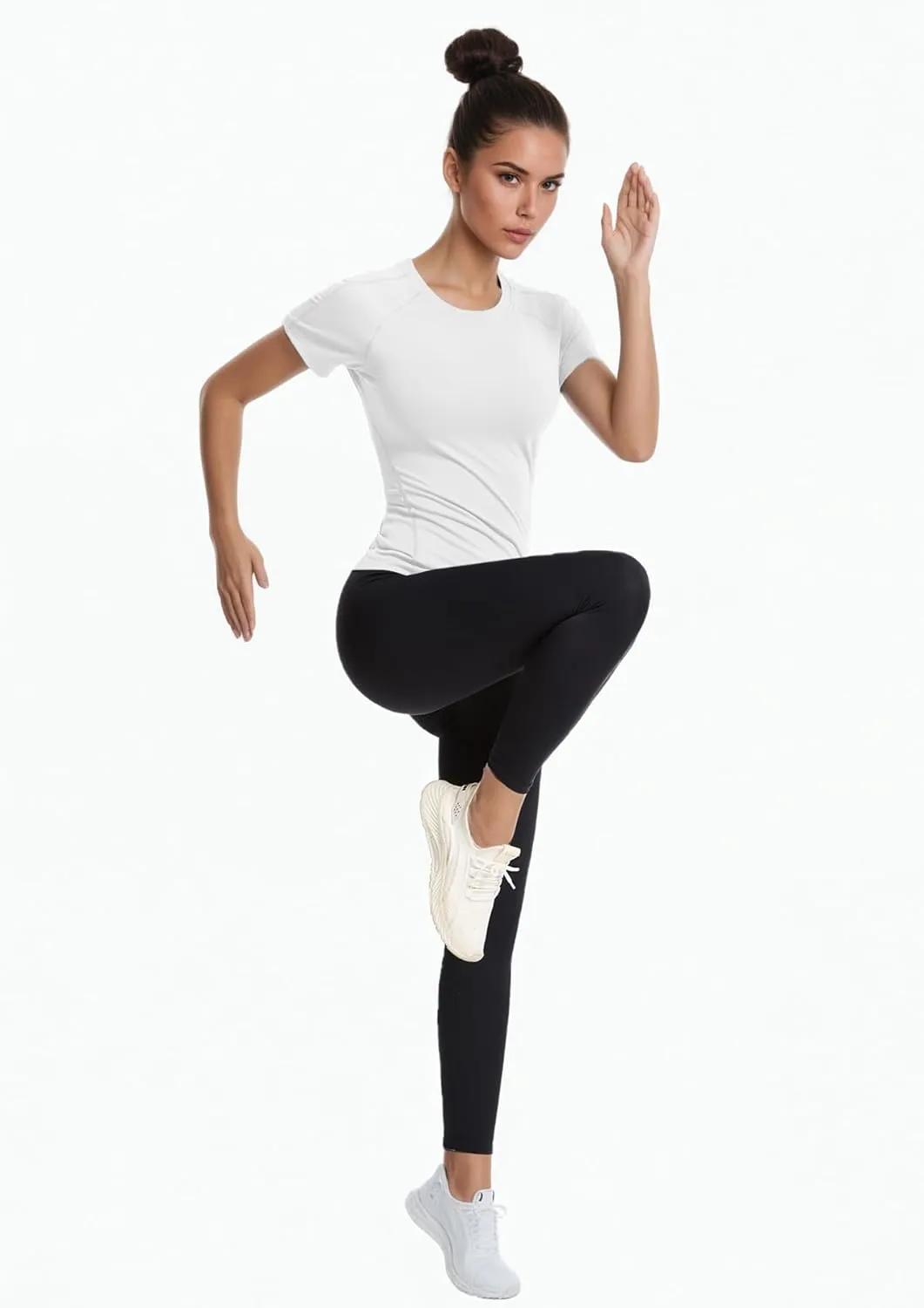 Women's Compression Workout Shirts Breathable Quick Dry Gym Short Sleeve Basic Tops