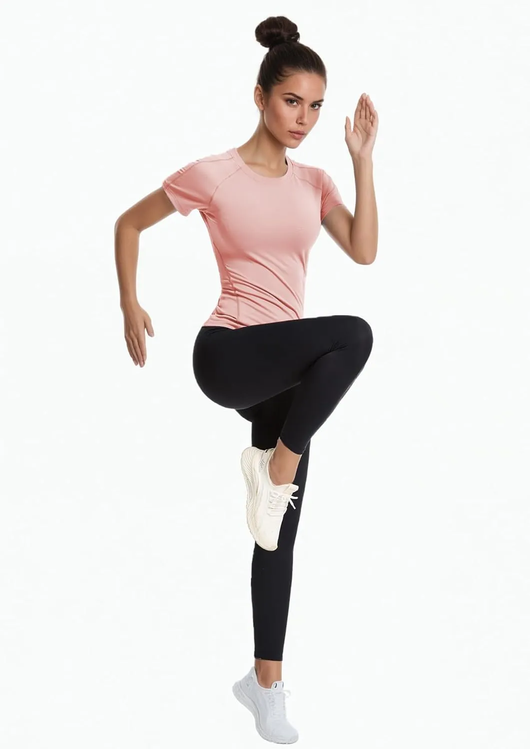 Women's Compression Workout Shirts Breathable Quick Dry Gym Short Sleeve Basic Tops