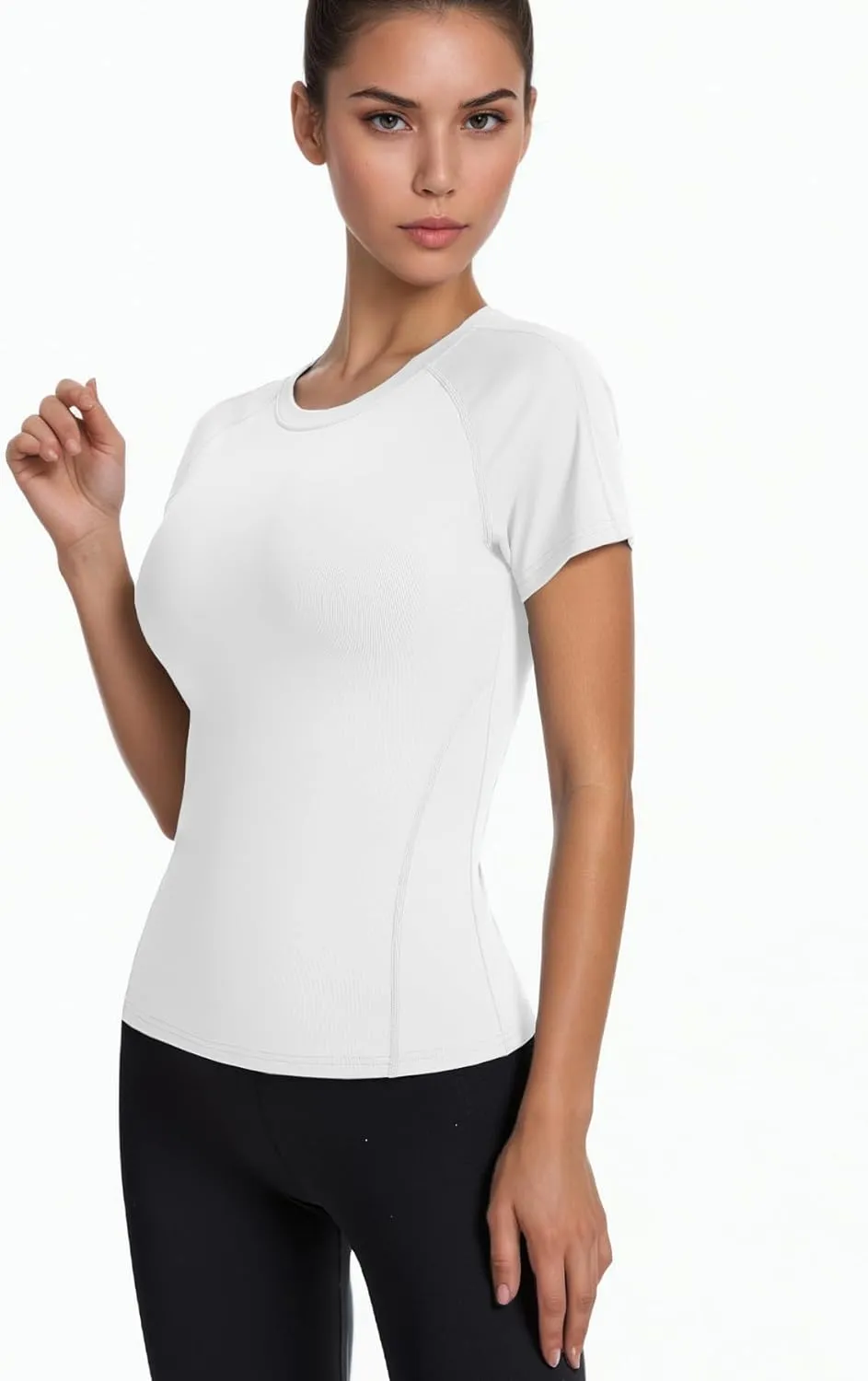 Women's Compression Workout Shirts Breathable Quick Dry Gym Short Sleeve Basic Tops