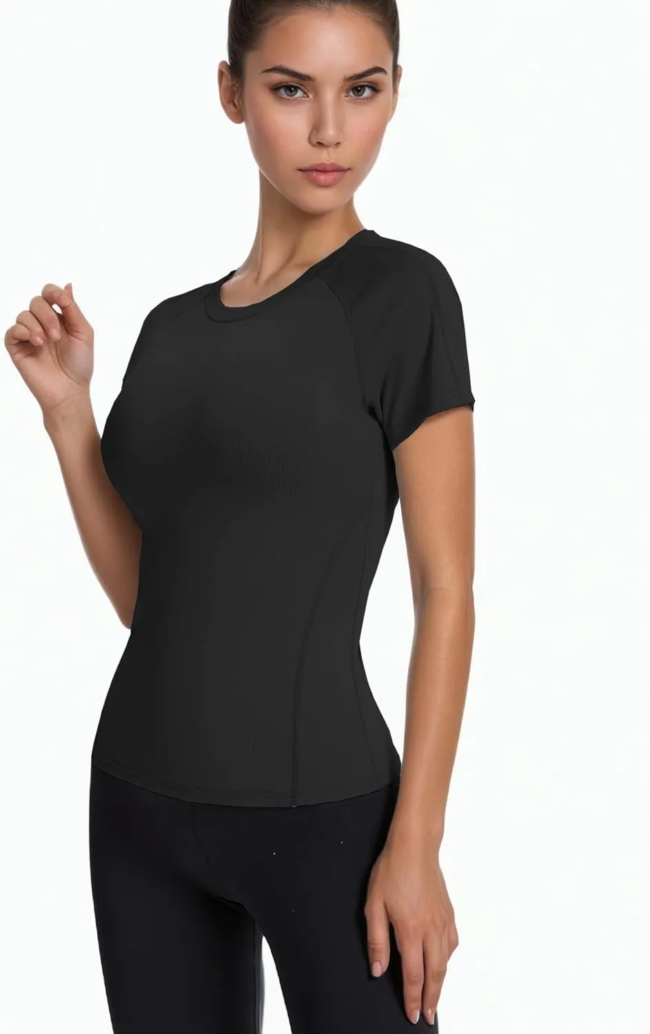 Women's Compression Workout Shirts Breathable Quick Dry Gym Short Sleeve Basic Tops