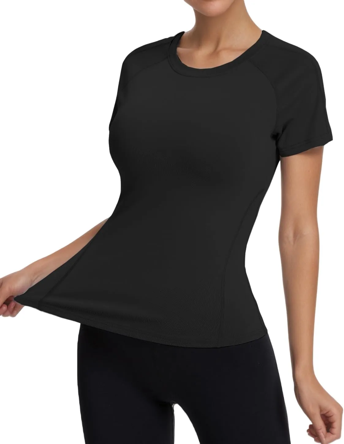 Women's Compression Workout Shirts Breathable Quick Dry Gym Short Sleeve Basic Tops