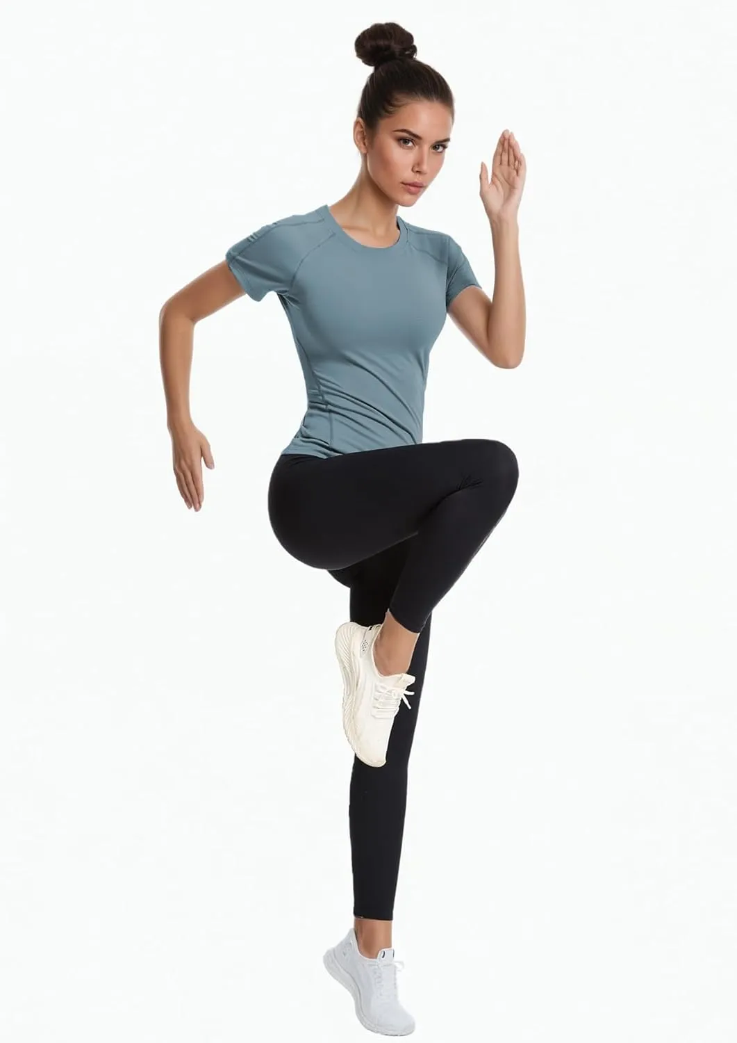 Women's Compression Workout Shirts Breathable Quick Dry Gym Short Sleeve Basic Tops