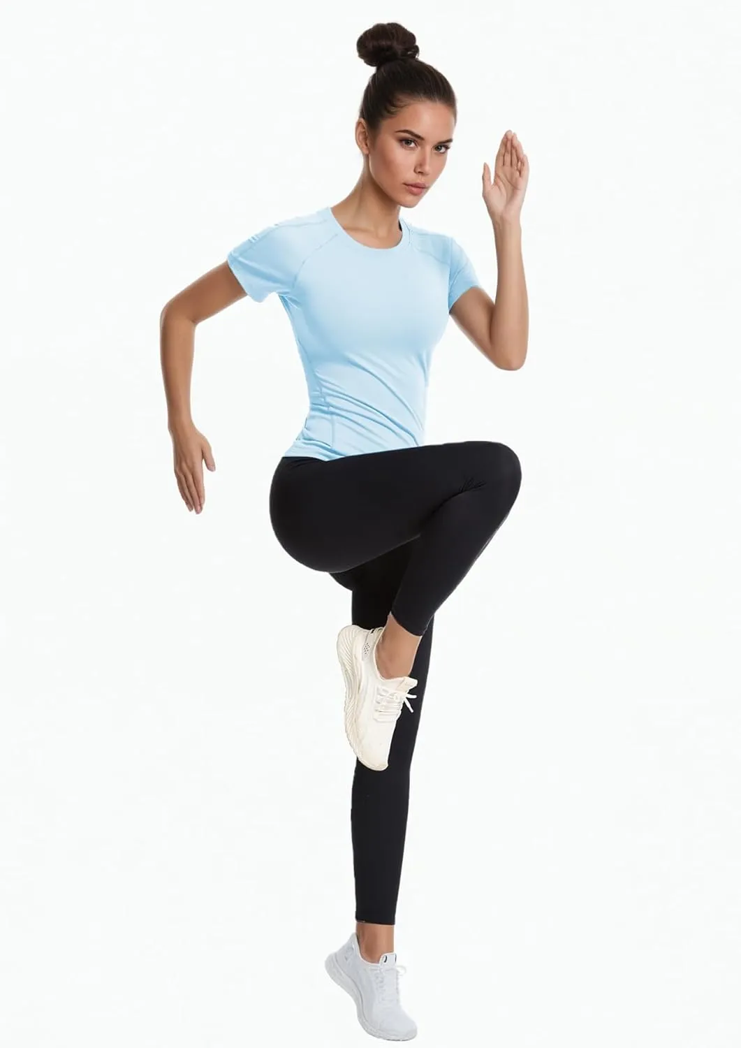 Women's Compression Workout Shirts Breathable Quick Dry Gym Short Sleeve Basic Tops