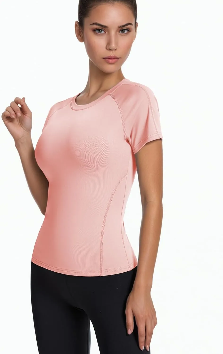 Women's Compression Workout Shirts Breathable Quick Dry Gym Short Sleeve Basic Tops