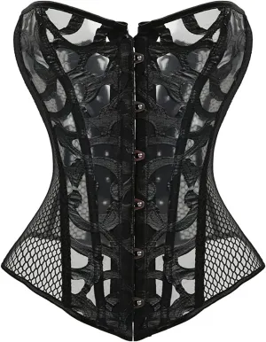 Women's Corset Top Lace Up Overbust Breathable Outfit Bodyshaper Bustier Sexy Lingerie Top
