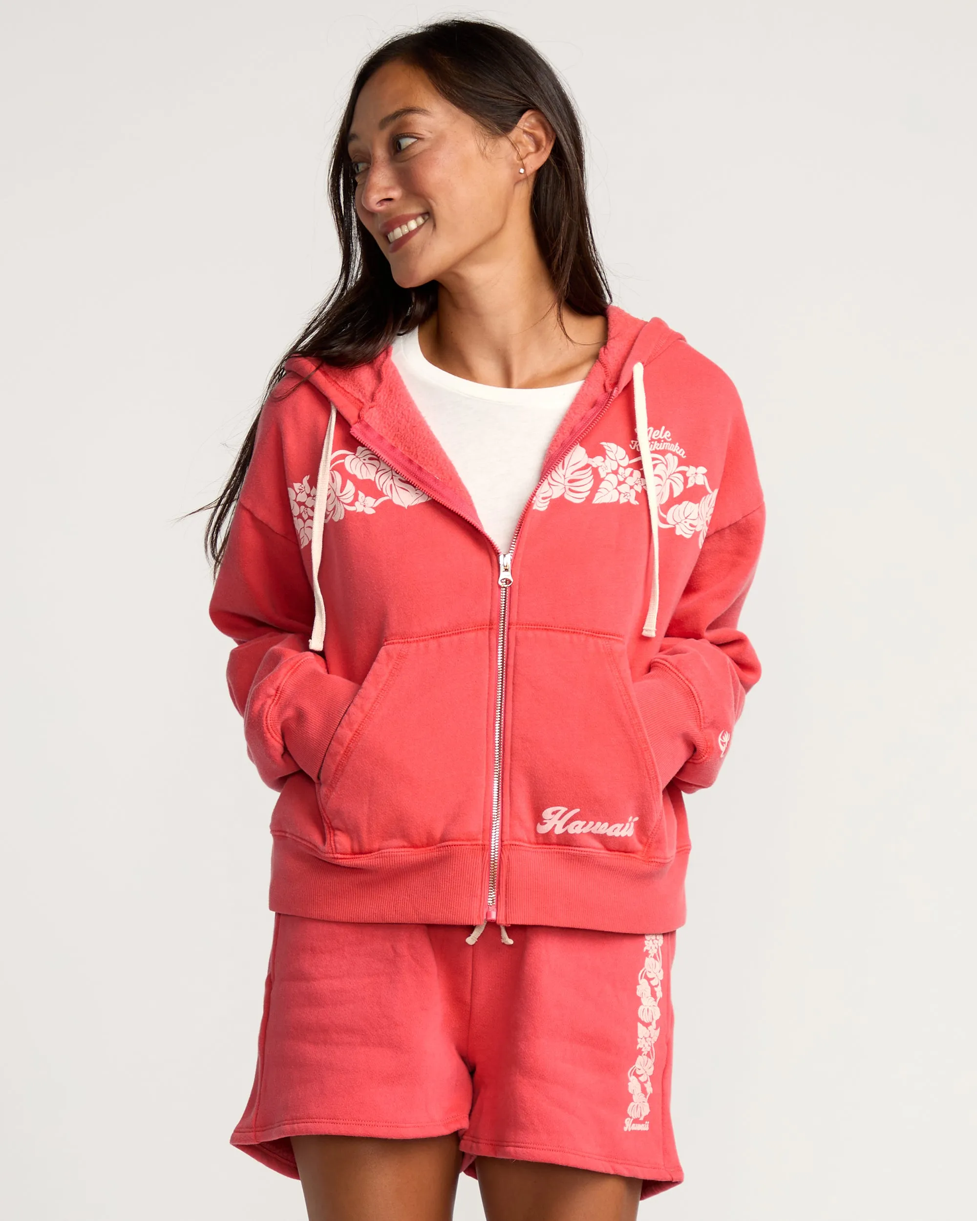 Womens Kaliki Mala Zip-Up Hoodie - Lava