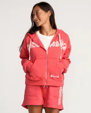Womens Kaliki Mala Zip-Up Hoodie - Lava