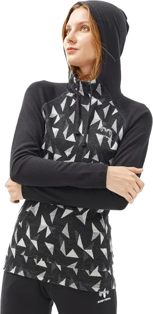 Women's Merino Wool Base Layer Hoodie 230g Drape Neck Sweatshirt