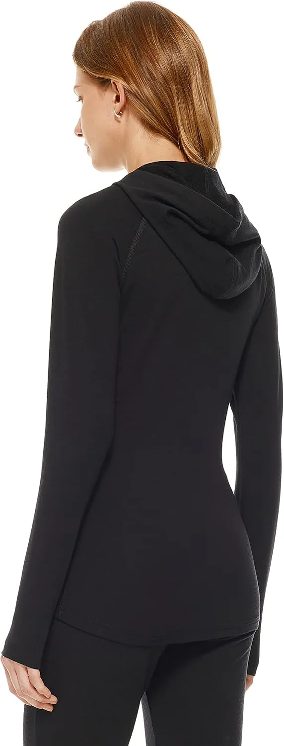 Women's Merino Wool Base Layer Hoodie 230g Drape Neck Sweatshirt