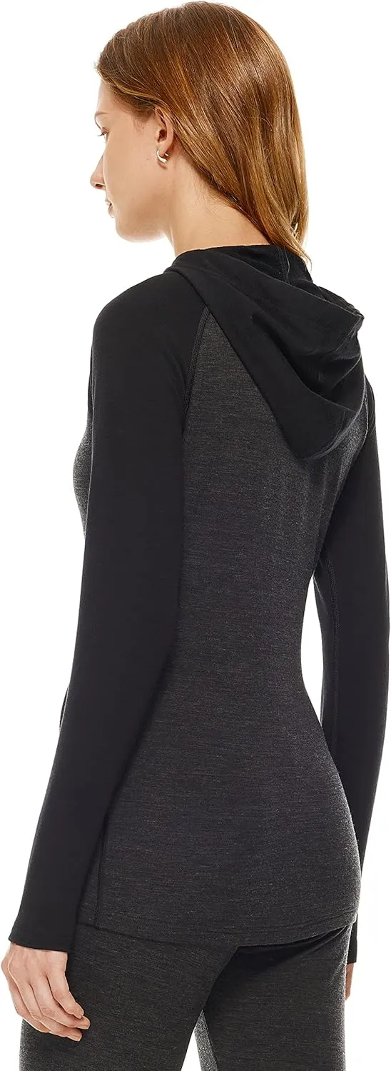 Women's Merino Wool Base Layer Hoodie 230g Drape Neck Sweatshirt