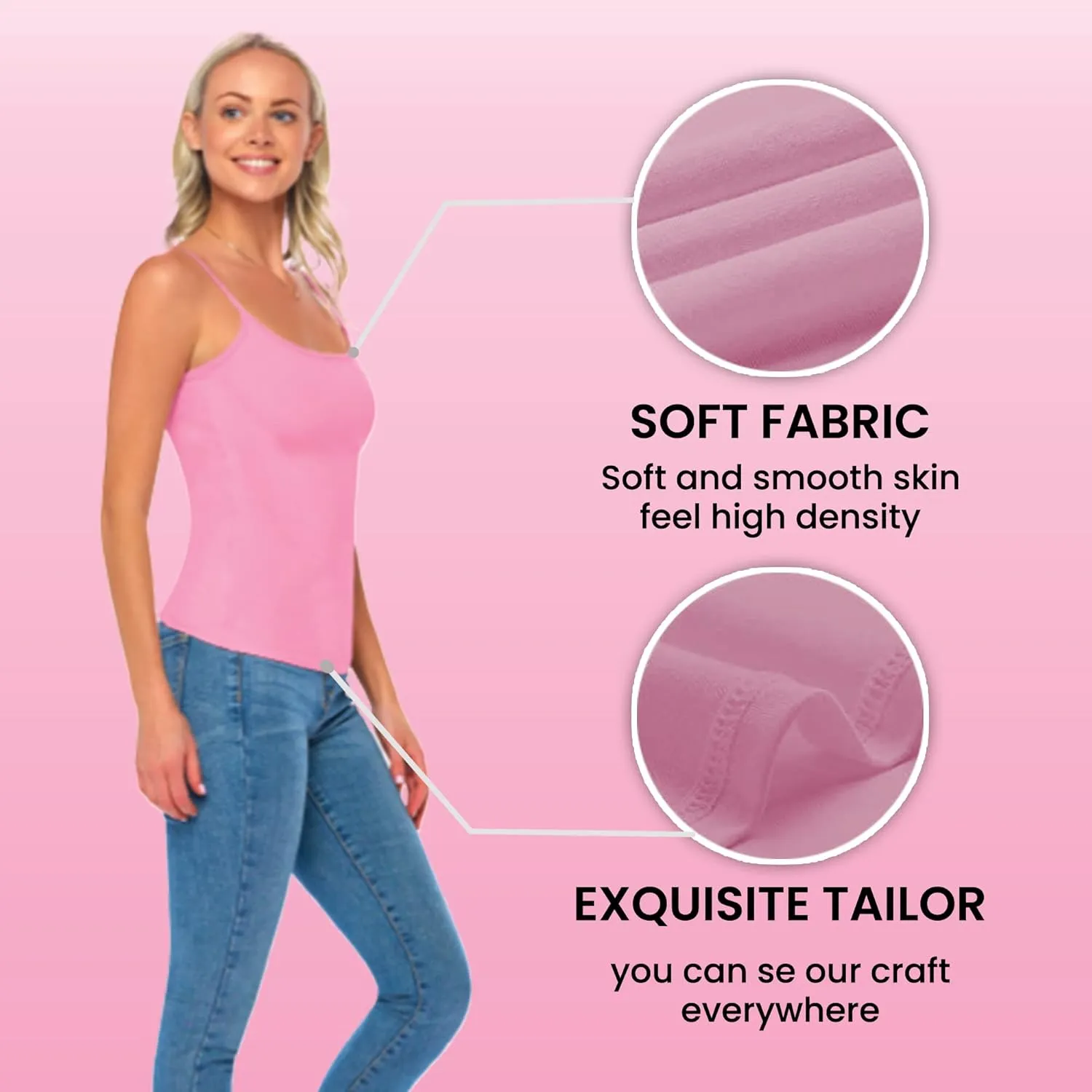Women's Soft and Breathable Cotton Stretch Camisole with Adjustable Strap Tank Top