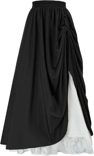 Women's Vintage Maxi Long Skirt Double-Layer Victorian Renaissance Skirts