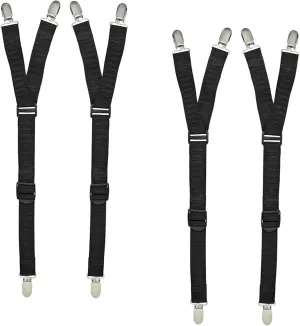 World's Best Shirt Stays for Men Police Military Made in the USA (Y-Style Black, Select Series) (1 Pair of Garters, Tuckers)