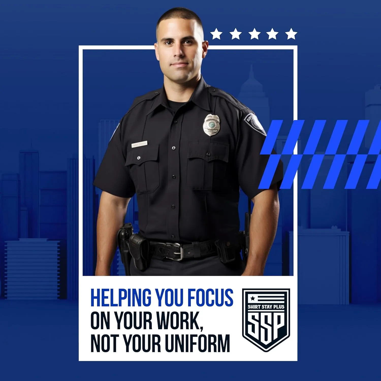 World's Best Shirt Stays for Men Police Military Made in the USA (Y-Style Black, Select Series) (1 Pair of Garters, Tuckers)