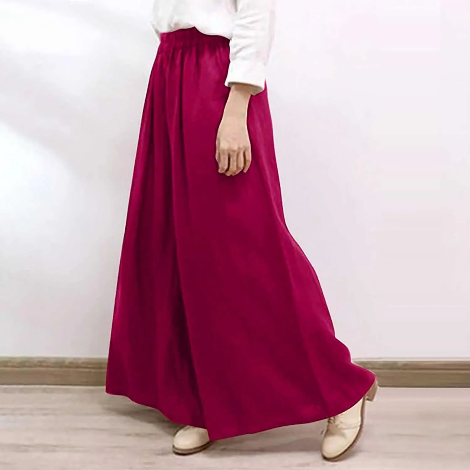 YUHGODO Plus Size Palazzo Pants 4X-5X High Elastic Waist Wide Leg Pants Trousers for Work Business Casual Plus Size Pants